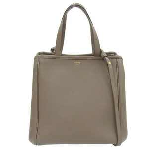 セリーヌ CELINE スモールフォールドカバ 2WAYバッグ ハンドバッグ ショルダーバッグ レザー グレージュ 中古 新入荷 OB1737