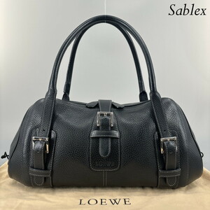 1円【新品同様】LOEWE ロエベ センダ ハンドバッグ ブラック レディース　トートバッグ 黒 アナグラム リピート