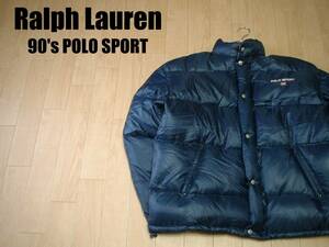 お宝90sビンテージRALPH LAUREN POLO SPORTダウンジャケットM正規TECHNICALラルフローレンポロスポーツ星条旗USAアイコニックJEANSジーンズ