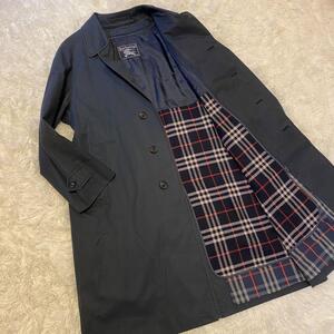 【極美品/希少LL】バーバリー ステンカラーコート ウールライナー メンズ 紺色 BURBERRY ジャケット ロング アウター メガノバチェック 紺