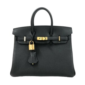 エルメス HERMES バーキン25 B刻 ブラック ゴールド金具 トゴ ハンドバッグ レディース 中古