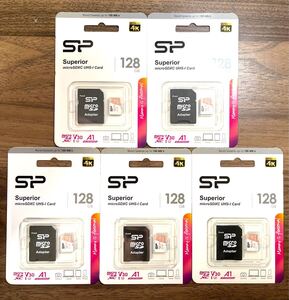 microSDカード 128GB(アダプター付き)シリコンパワー【5個セット】