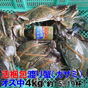 【豊漁10％OFF中】活梱包発送 ワタリガニ 「オス中サイズ４ｋｇ」（約15-19杯） 渡り蟹 ガザミ 活発送 ★ケジャン 冷凍蟹 冷凍カニ