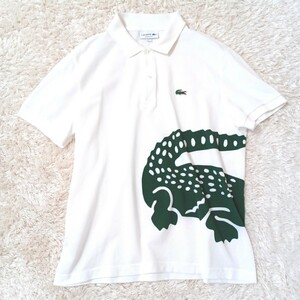 【XLサイズ相当】LACOSTE ラコステ 半袖ポロシャツ ワニプリント ホワイト 白 大きいサイズ メンズ 希少デザイン