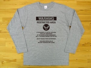 RESTRICTED AREA 杢グレー 5.6oz 長袖Tシャツ 黒 L ミリタリー U.S. AIR FORCE ステンシル