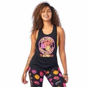 新品　Zumba Stole My Heart Tank XS ズンバ　バレンタイン　薔薇柄　タンクトップ　ブラック黒