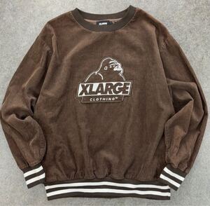 X-LARGE XLARGE エクストララージ コーデュロイ スウェット トレーナー ブラウン 茶 ワッペン 刺繍 メンズ L 101203013001