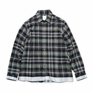 送料無料 ユニフォームエクスペリメント LINE FLANNEL BIG SHIRT 3 ブラックチェック 長袖 シャツ