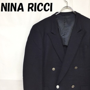 【人気】NINA RICCI/ニナリッチ ダブルジャケット スーツ 肩パッドあり ウール100％ ネイビー サイズ98AB6/S4459