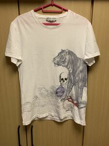 国内正規 ALEXANDER McQUEEN アレキサンダーマックイーン タイガー スカル 虎 骸骨 クルーネック Tシャツ S 63P-01-505-01