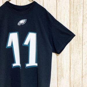 Majestic マジェスティック NFL Philadelphia Eagles フィラデルフィア・イーグルス ウェンツ プリント Tシャツ L USA古着 アメリカ古着