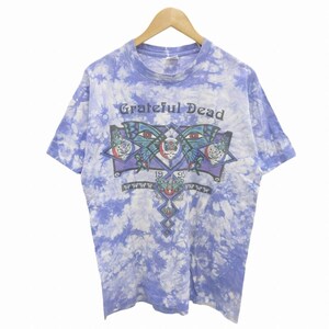 フルーツオブザルーム FRUIT OF THE LOOM 90s1995 ヴィンテージ greatful dead Tシャツ カットソー タイダイ スカルプリント L 白 紫