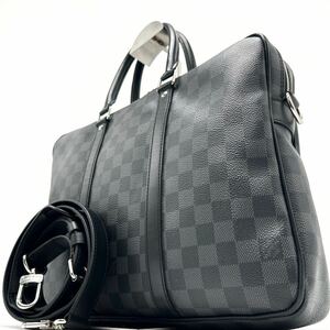 RFID 極美品 LOUIS VUITTON ルイヴィトン ダミエグラフィット ポルトドキュマン ヴォワヤージュ ビジネスバッグ トート ショルダー メンズ 