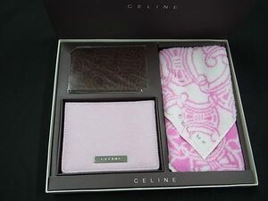 ■極美品■ CELINE セリーヌ マカダム柄 ミラー 鏡 折り畳み ハンカチ ハンカチーフ タオルハンカチ あぶら取り紙 ピンク系 DF8652