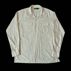 90s Polo Ralph Lauren Cotton Plaid Open Collar Shirt 90年代 ポロ ラルフローレン コットン チェック オープンカラーシャツ vintage