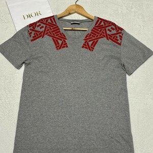 極美品/XLサイズ●ディオールオム DIOR HOMME グラフィックTシャツ 8E3364200107 プリント 半袖 Tシャツ グレー 春夏 サマー