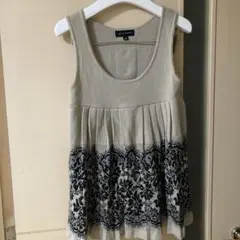 美品☆JILL STUART ノースリーブチュニック M ベージュ/黒☆ニット☆