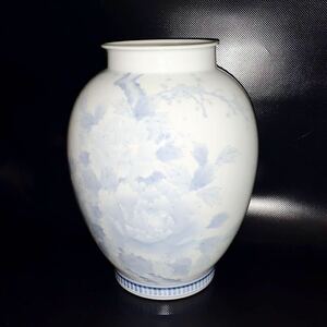 花瓶 染付 鍋島 忠山作 骨董 陶器 民芸品 花器 高さ約27cm ■A064