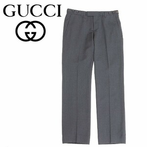 ◆GUCCI グッチ モヘヤ混 シェリーライン センタープレス スラックス パンツ チャコールグレー 44R