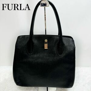 美品！FURLA フルラ　トートバッグ　ショルダーバッグ　A4収納可能　肩がけ　ブラック系