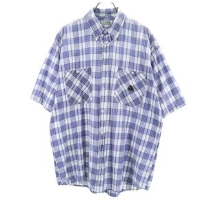 アイゾッド 90s オールド チェック柄 半袖 ボタンダウンシャツ L ホワイト IZOD メンズ