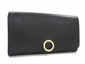 1円 ■美品■ BVLGARI ブルガリブルガリ レザー 二つ折り 長財布 ウォレット 小銭入れ 札入れ レディース メンズ ブラック系 FE4144