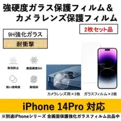 iPhone14Pro強硬度ガラスフィルム&背面カメラ用ガラスフィルムセット2式