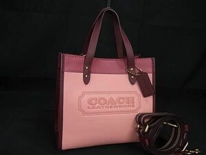 1円 ■美品■ COACH コーチ レザー 2WAY クロスボディ ショルダーバッグ ハンドバッグ トートバッグ 斜めがけ レディース ピンク系 FA8738