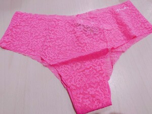 新品未使用タグ付き ヴィクトリアシークレット victorias secret ショーツ ピンク 総レース pink シームレス Tバック ソング