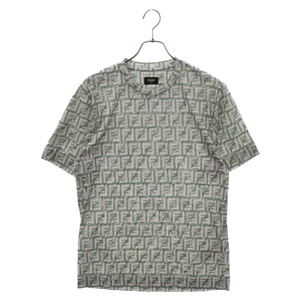 FENDI フェンディ 24SS FFコットン クルーネック Tシャツ FY0936 AR79 グリーン/ホワイト