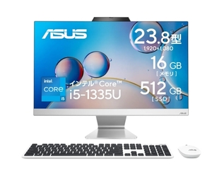 ほぼ未使用 ASUS 一体型パソコン ASUS [23.8型FHD/Core i5-1335U/メモリ 16GB/SSD 512G/Windows11/カメラ/A3402WVAK-WPC185W