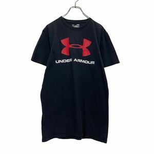 UNDER ARMOUR 半袖 プリント Tシャツ S ブラック レッド アンダーアーマー ロゴ スポーツ 古着卸 アメリカ仕入 a507-6434