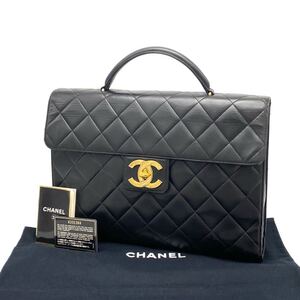 1円 良品 CHANEL シャネル マトラッセ デカ ココマーク ターンロック ラムスキン ハンド ビジネス バッグ dD0997H