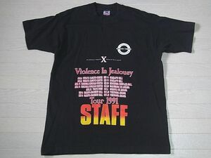 フルーツオブザルーム　X-JAPAN Tシャツ　エックスジャパン　半袖Tシャツ　X JAPAN　violence in jealousy 1991ツアー スタッフTシャツ