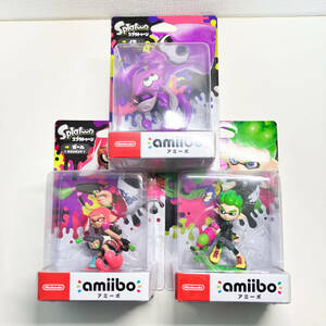 ◆amiibo◆ スプラトゥーン2 ガール ボーイ イカ ネオンピンク ネオングリーン ネオンパープル セット