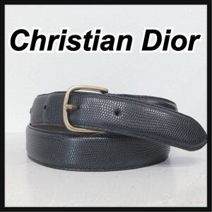 ☆ChristianDior☆ クリスチャンディオール スポーツ ベルト レザーベルト ブラック 黒 レザー ゴールド金具 Mサイズ レディース 送料無料