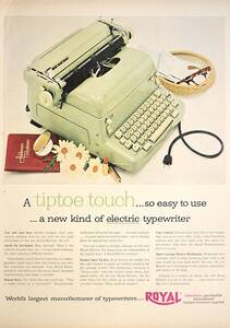 稀少！広告/1950年代ロイヤル・タイプライター広告/Royal Electric Portable Typewriter/T