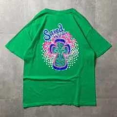 GILDAN　半袖　Tシャツ　企業ロゴ　花　クローバー　十字架　緑　グリーン　L