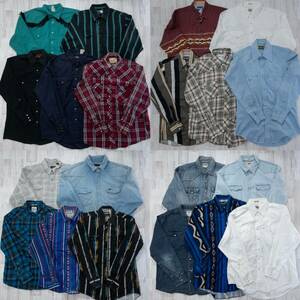 古着卸 現物まとめ売り 洗濯済み 長袖シャツ ウエスタンシャツ 20枚セット(S-XXL) w607006