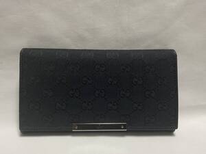 GUCCI グッチ ◆ GG柄 GGキャンバス×レザー 二つ折り 長財布 ウォレット 小銭入れ 札入れ ブラック メンズ レディース