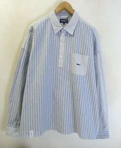 ◆DESCENDANT ディセンダント　24ss 極美品 VOIL ACID LS SHIRT プルオーバー オックスフォード シャツ SAX サイズ3　