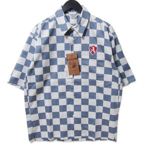 未使用 ANDFAMILYS アンドファミリー 半袖チェックシャツ SHS-2406781 Checker Flag Shirts ワークシャツ アイスグレー M 27107429