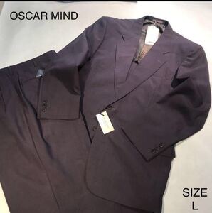 ★新品★未使用【コスパ特別】OSCAR MIND /ソフト2ッ釦シングルスーツ/パープル系セットアップ/背抜き/ノーベンツ/サイズL/日本製限定品!