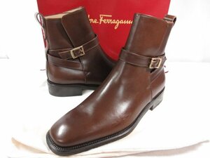 未使用 【サルヴァトーレフェラガモ Salvatore Ferragamo】 プレーントゥ ジョッパーブーツ 紳士靴 (メンズ) size8.5 茶 □30MZA6254□