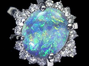 OO11992T【1円～】新品【RK宝石】≪opal≫ 神秘の宝石!! 上質ブラックオパール 0.91ct!! 極上ダイヤモンド Pt900 高級リング ダイヤ