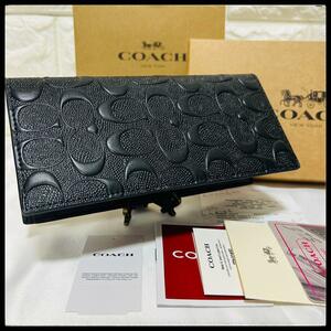 【 新品 】COACH 黒 ブラック シグネチャー コーチ F75365 長財布 財布　二つ折り財布　折り財布　メンズ　レディース　プレゼント 