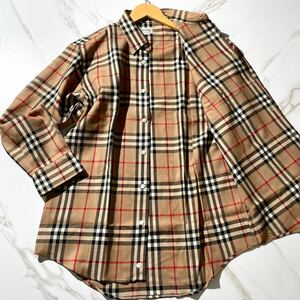 未使用級/L相当●BURBERRY バーバリー【最高級 メガチェック ベージュ ヴィンテージ品】長袖シャツ ボタンダウンシャツ ノバチェック