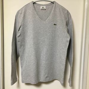 ◆【人気】Lacoste ラコステ/ VネックロングTシャツGLAY 3 (Sサイズ相当)