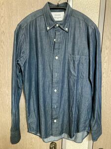 【TOMORROWLAND】アメリカ製 長袖シャツ ボタンダウン shirt トゥモローランド made in USA ビジネス セレクト BLUE WORK