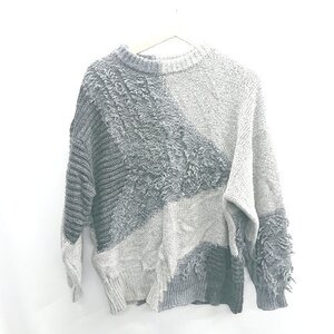 ◇ ⊇ MOUSSY マウジー 長袖 ニット サイズF グレー レディース E